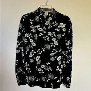 Notations Black and White Floral Blouse